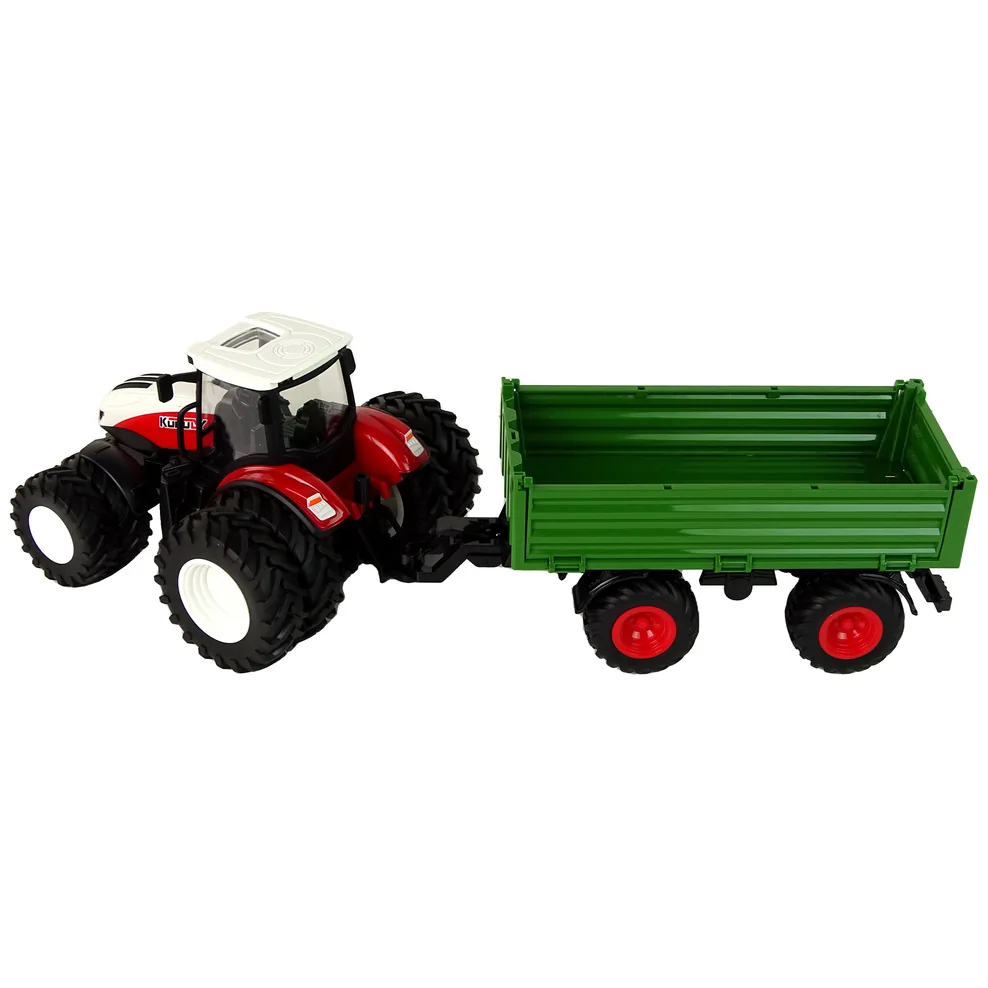 Traktor Zdalnie Sterowany z Przyczepą 1:24 Czerwony Zielony - obrazek 4