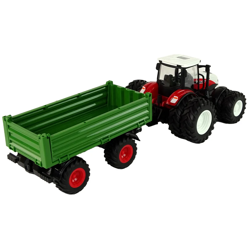 Traktor Zdalnie Sterowany z Przyczepą 1:24 Czerwony Zielony - obrazek 5