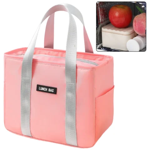 Torba Termiczna Izolacyjna Śniadaniowa Lunch Bag Różowa 24cm
