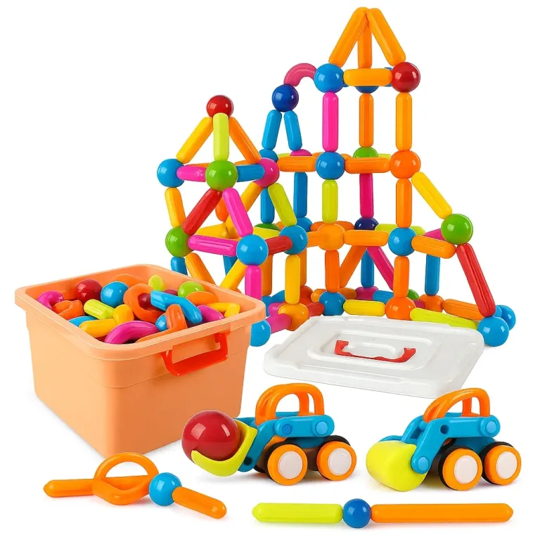 KLOCKI MAGNETYCZNE Konstrukcyjne 128el Patyczki Sticks Edukacyjne + Kuferek