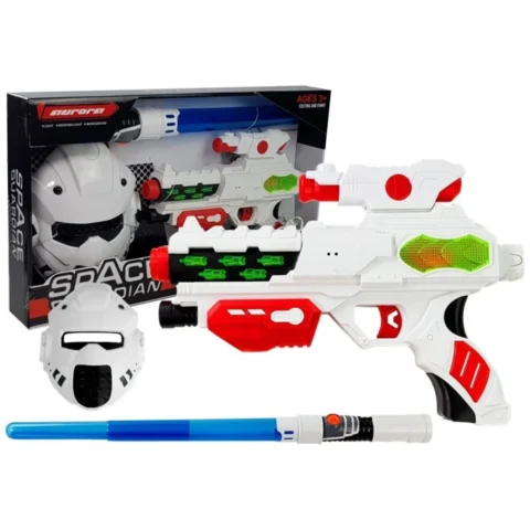 Kosmiczny Pistolet Laserowy z Maską Miecz Świecący
