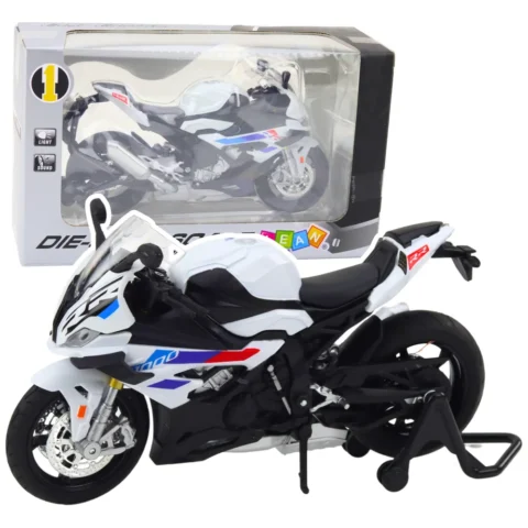 Motocykl Sportowy Metalowy Światła Dźwięki Biały S1000 1:12