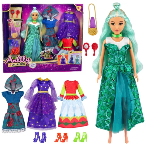 Lalka Anlily Weird z Przebraniami Fantasy Sukienki Akcesoria Buty Zestaw