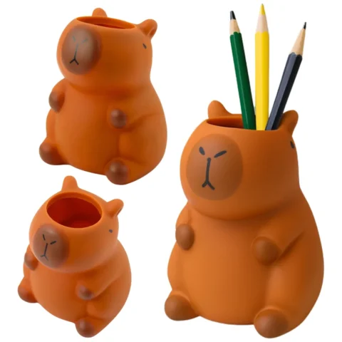 Pojemnik Na Długopisy Kapibara Figurka Organizer Brązowa 10 x7 cm