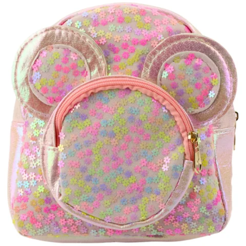 Plecak Dziecięcy Z Cekinami Myszka Uszy Różowy 22cm 3L