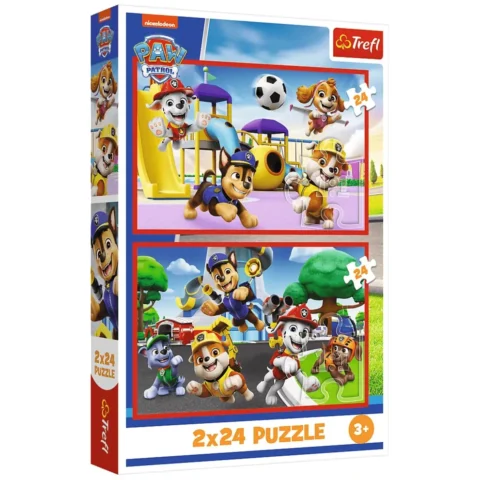 Puzzle - 2x24 - Psi dzień zabaw - Psi Patrol - Trefl 34434