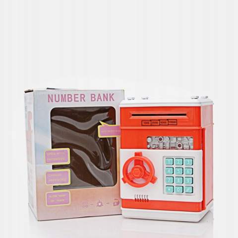 Duża Elektroniczna Skarbonka Sejf Bankomat na Monety Banknoty + PIN