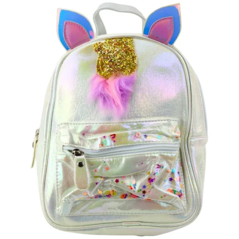 Plecak Dziecięcy Z Rogiem Jednorożca Ruchome Konfetti Perłowy 25cm 4,5L
