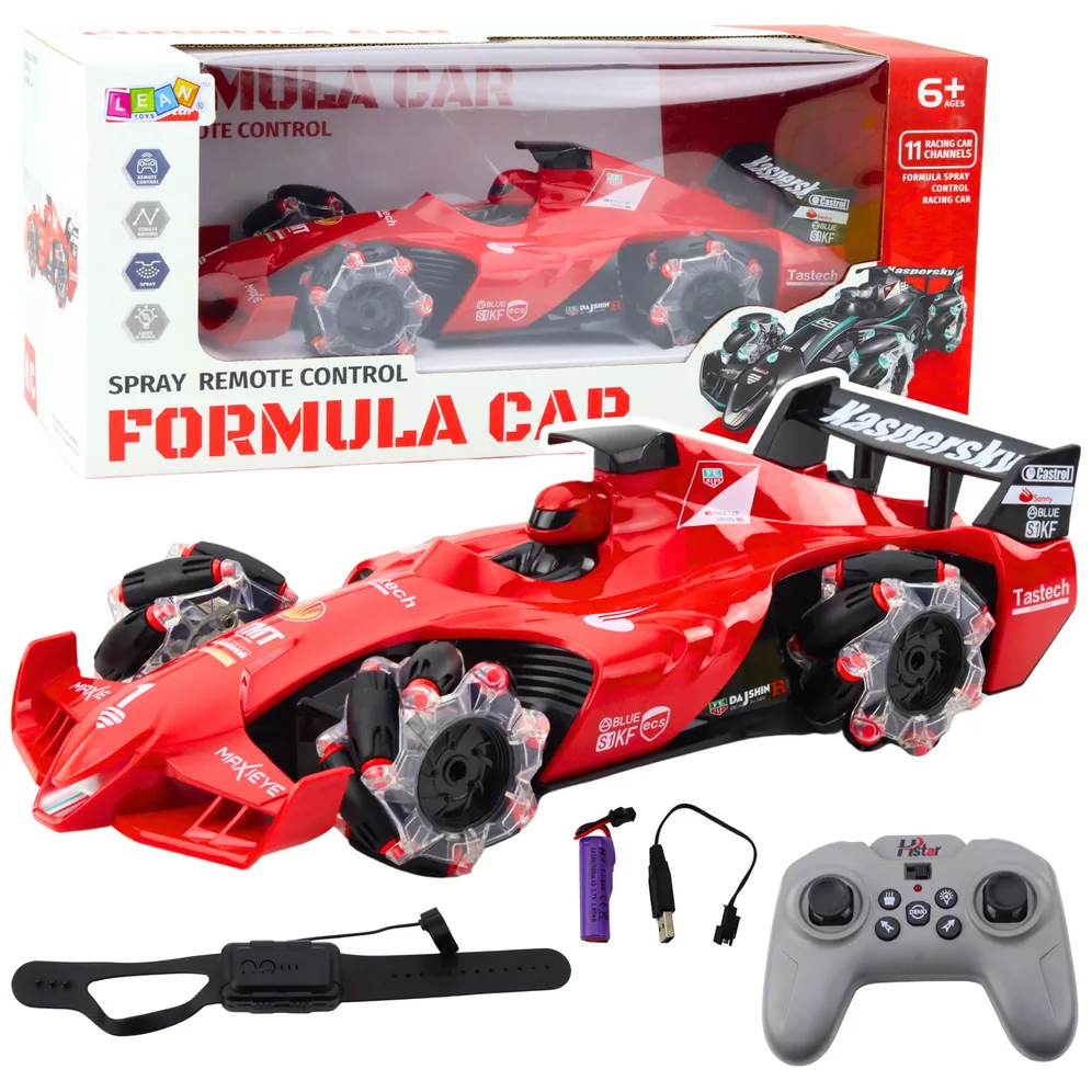 Auto Sportowe Wyścigówka Zdalnie Sterowana RC Efekt Dymu 2.4G Czerwona