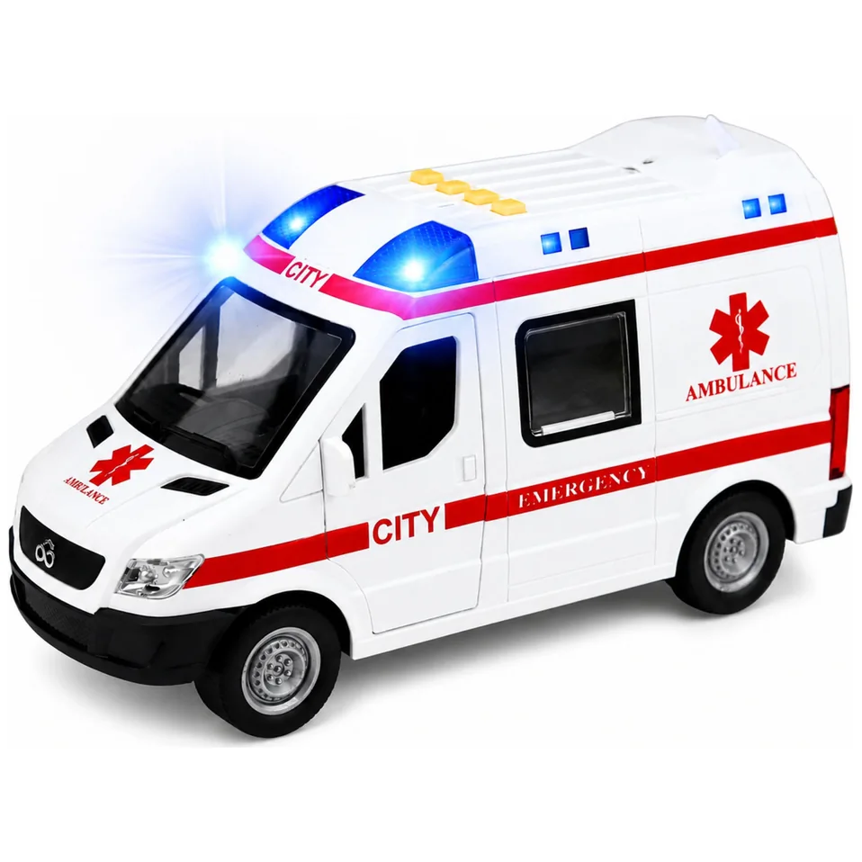 Karetka Pogotowia Ambulans Nosze Napęd Światła Dźwięki Biała 1:10 - obrazek 2