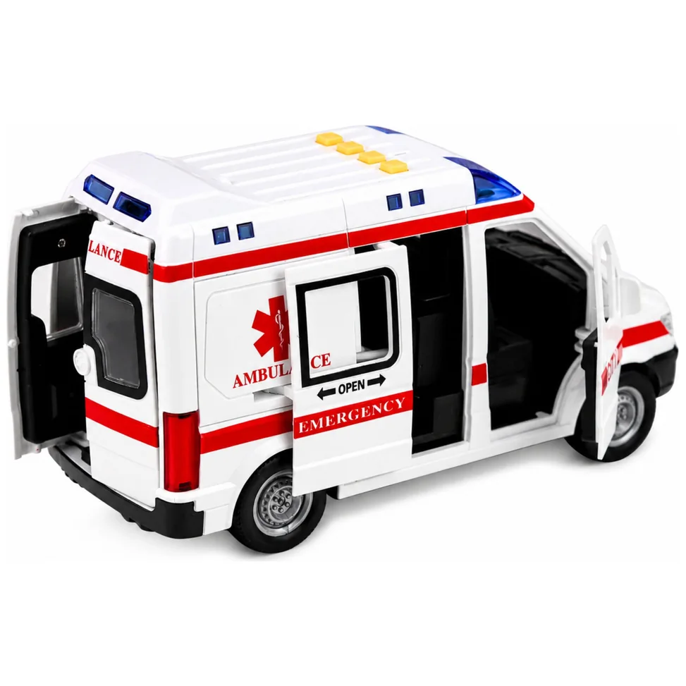 Karetka Pogotowia Ambulans Nosze Napęd Światła Dźwięki Biała 1:10 - obrazek 3