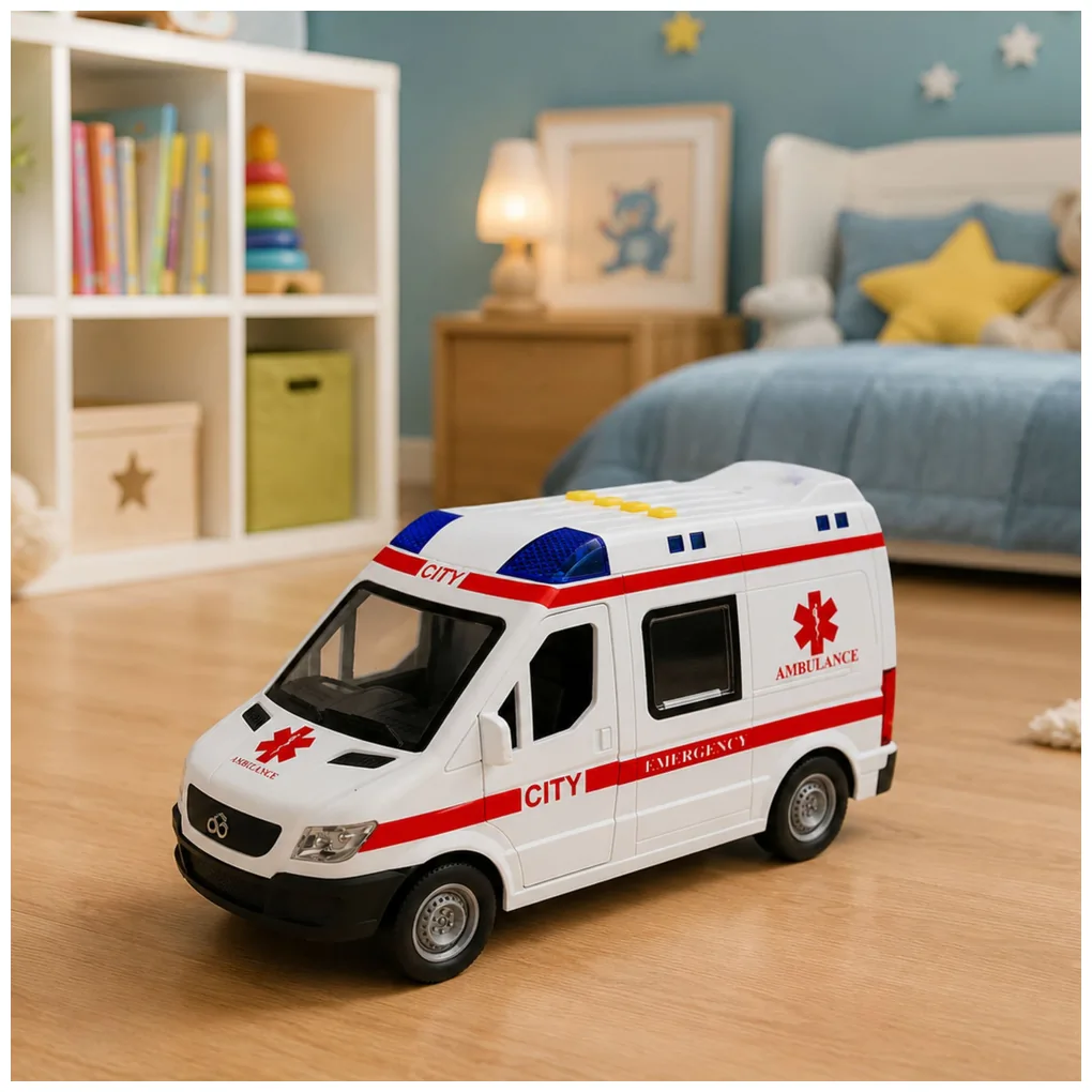 Karetka Pogotowia Ambulans Nosze Napęd Światła Dźwięki Biała 1:10 - obrazek 5
