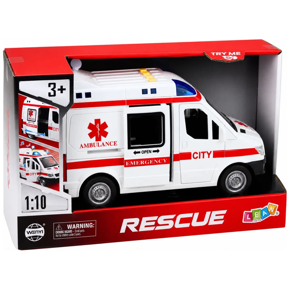Karetka Pogotowia Ambulans Nosze Napęd Światła Dźwięki Biała 1:10 - obrazek 6