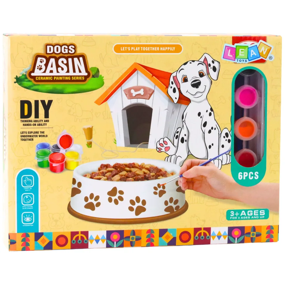 Zestaw Kreatywny Miska Dla Psa Do Malowania Farbki Pędzelki DIY 6 el. - obrazek 5