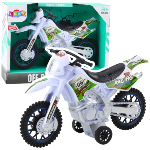 Motor Crossowy Off-Road Napęd Światła Dźwięki Biały