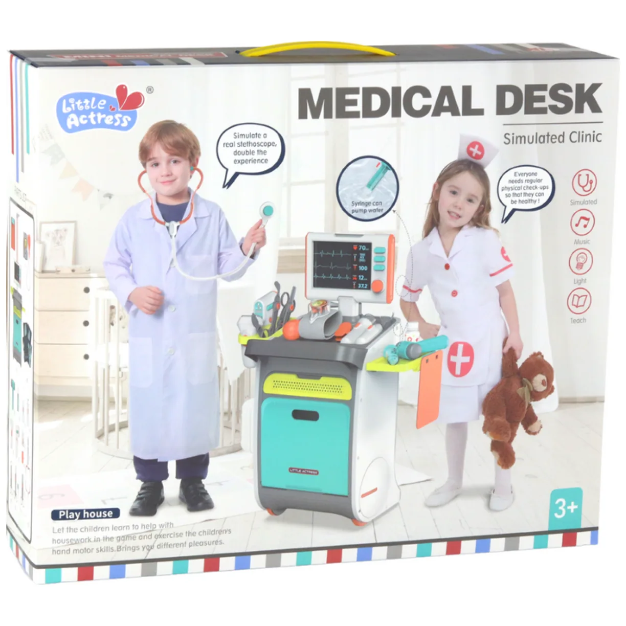 Zestaw Małego Doktora Wózek Lekarski RTG EKG Akcesoria Światła Dźwięk 36el. - obrazek 4