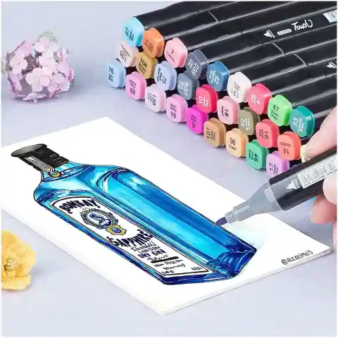 MARKERY ALKOHOLOWE 168 SZT Flamastry Mazaki Pisaki Dwustronne Pro + TORBA Liczba sztuk w zestawie: 168 szt.