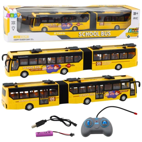 Autobus Szkolny Trolejbus Przegubowy Zdalnie Sterowany RC 1:32 Żółty