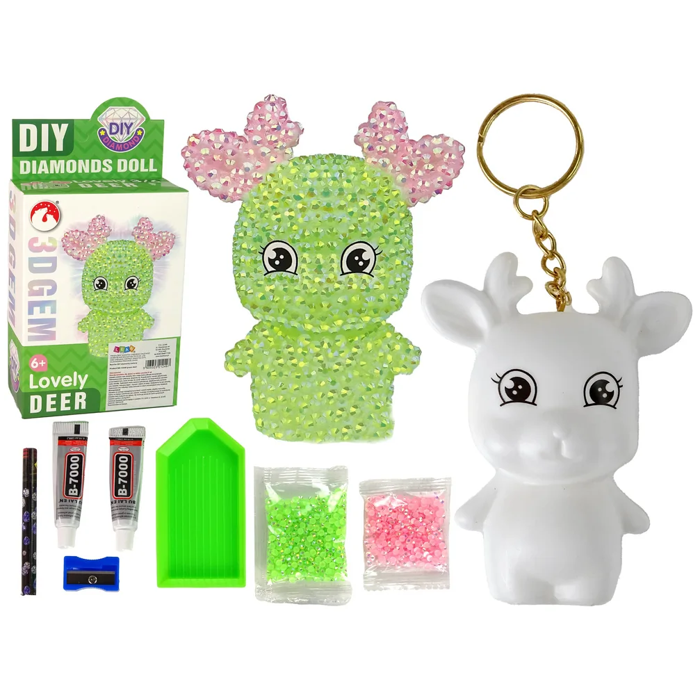 Zestaw DIY Diamentowy Renifer DIY Kryształki Brelok 3D Zielony - obrazek 2