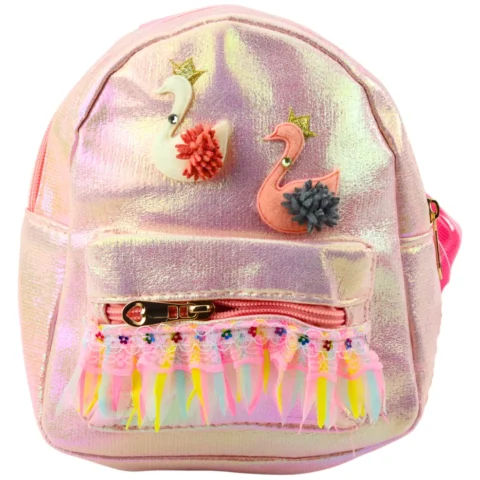 Plecak Dziecięcy Łabędzie Koronka Ozdoby Różowy 22cm 2,8L