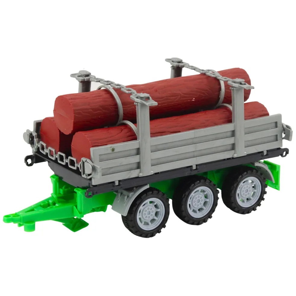 Traktor Rolniczy Farmerski Z Przyczepą Do Drewna Kłody Zielony 47cm - obrazek 4