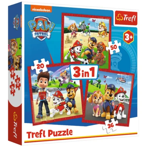 Puzzle - 3w1 (20, 36, 50) - Wesołe pieski - Psi Patrol - Trefl 34867