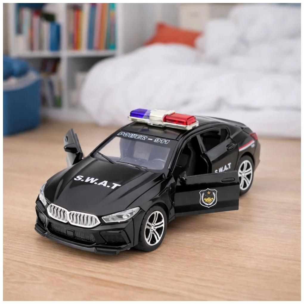 Auto Jednostki Specjalnej SWAT Otwierane Drzwi Napęd Światła Dźwięki Czarny - obrazek 3