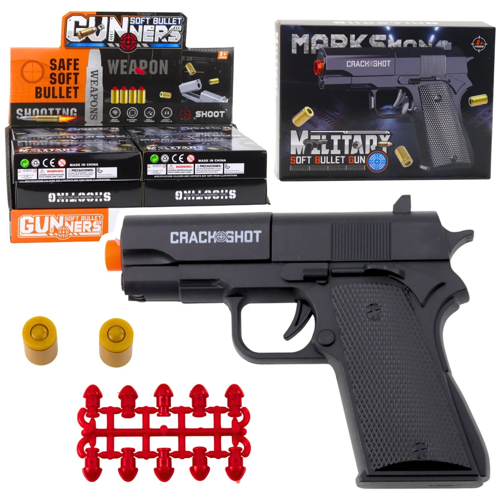 Mini Pistolet Broń Na Naboje I Łuski Czarny 13,5 cm
