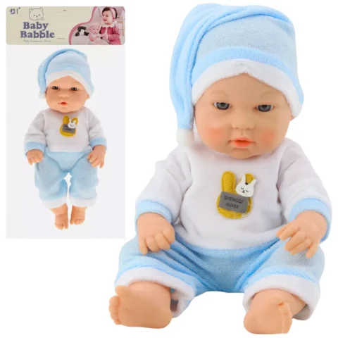 Lalka Bobas W Niebieskiej Piżamce Czapeczka Ruchome Rączki Nóżki 30cm