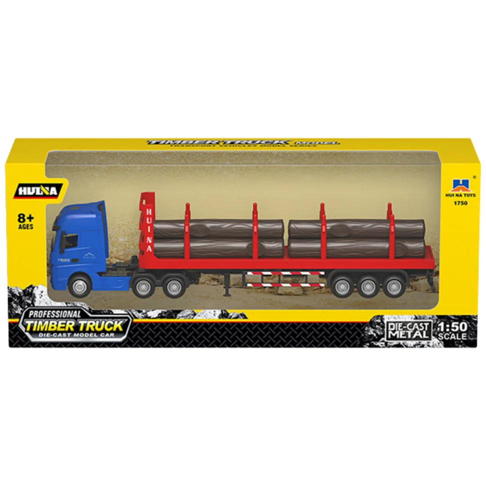 Ciężarówka Transport Drewna Metalowa Huina 1:50 Czerwona - obrazek 4