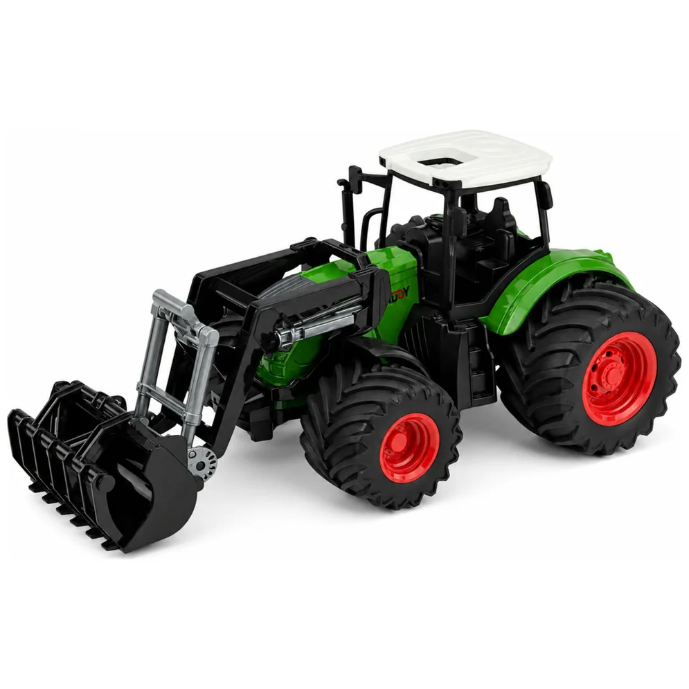 Traktor Rolniczy Farmerski Z Ładowaczem Czołowym Gumowe Koła Zielony 1:24 - obrazek 2