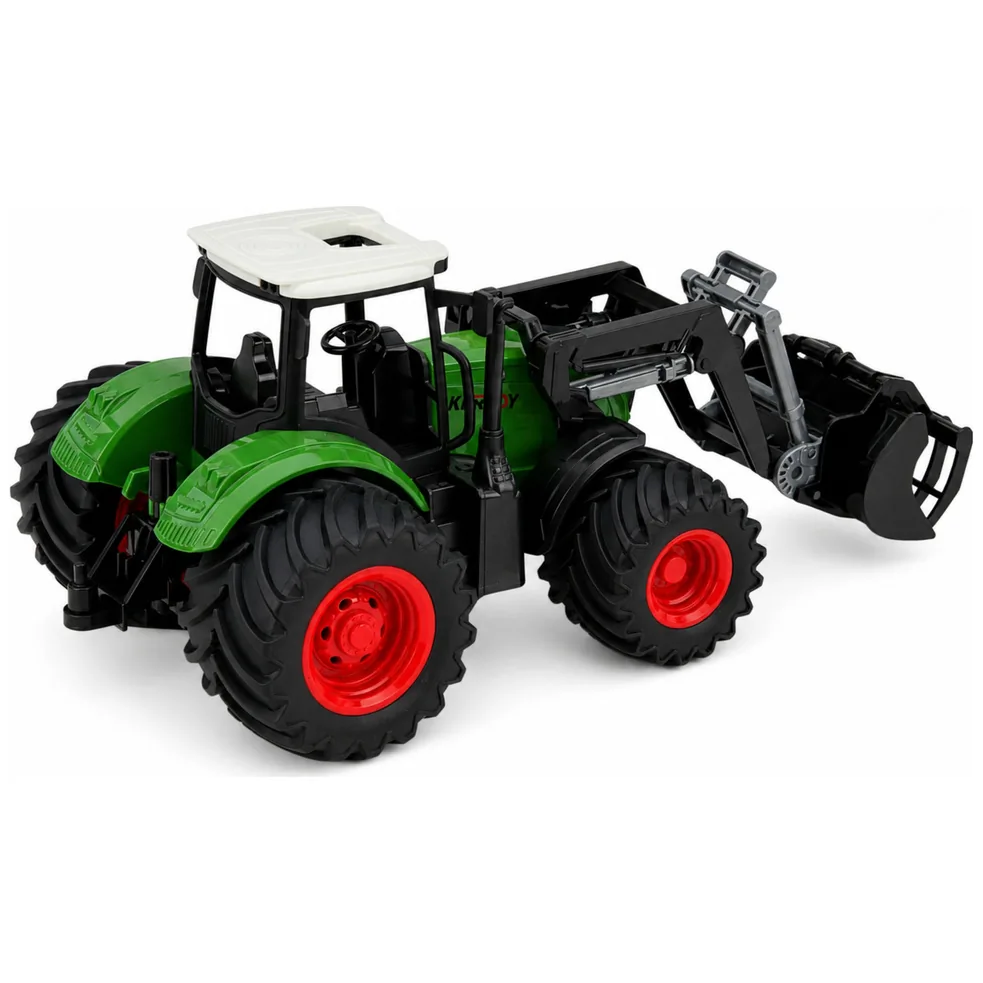 Traktor Rolniczy Farmerski Z Ładowaczem Czołowym Gumowe Koła Zielony 1:24 - obrazek 4