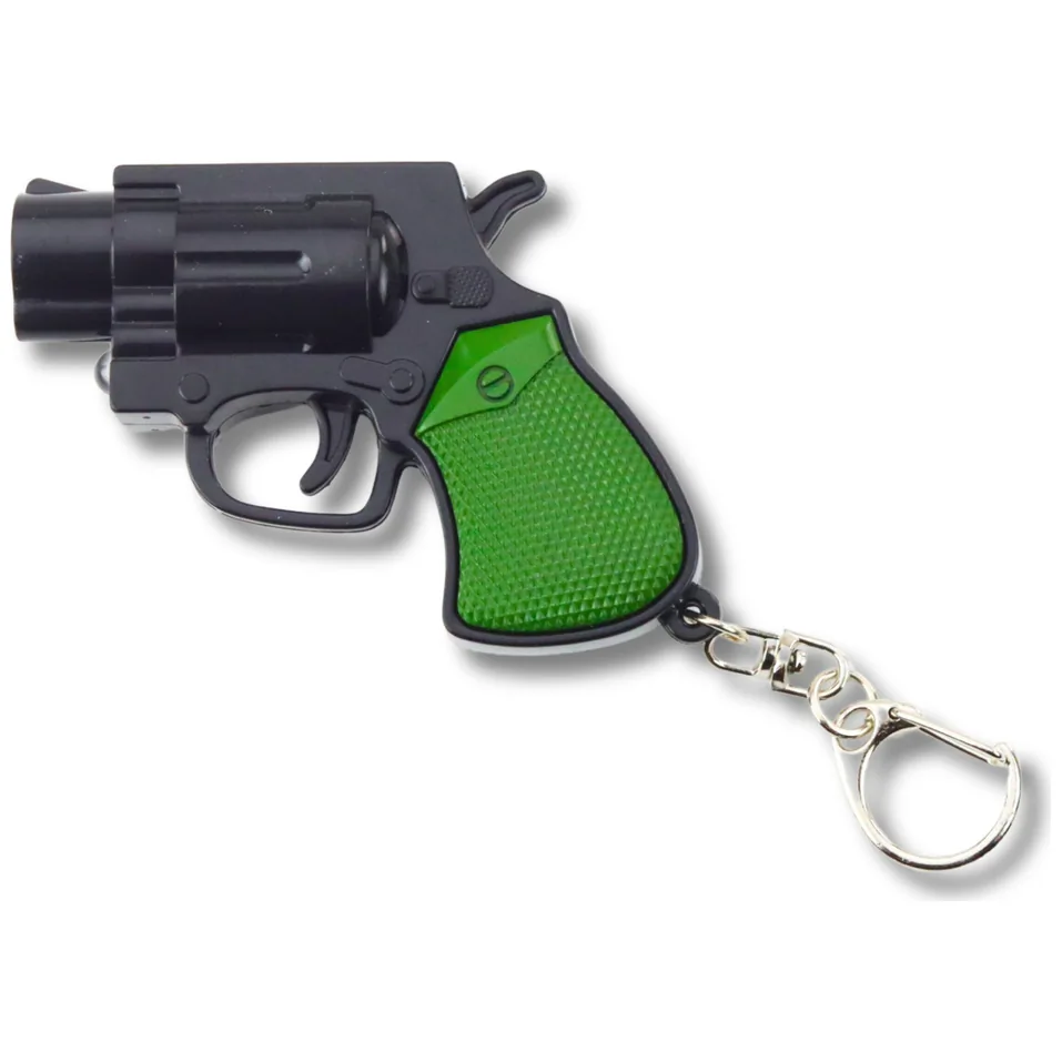 Mini Pistolet Rewolwer Brelok Gadżet Światło LED Laser 6,5 cm - obrazek 3