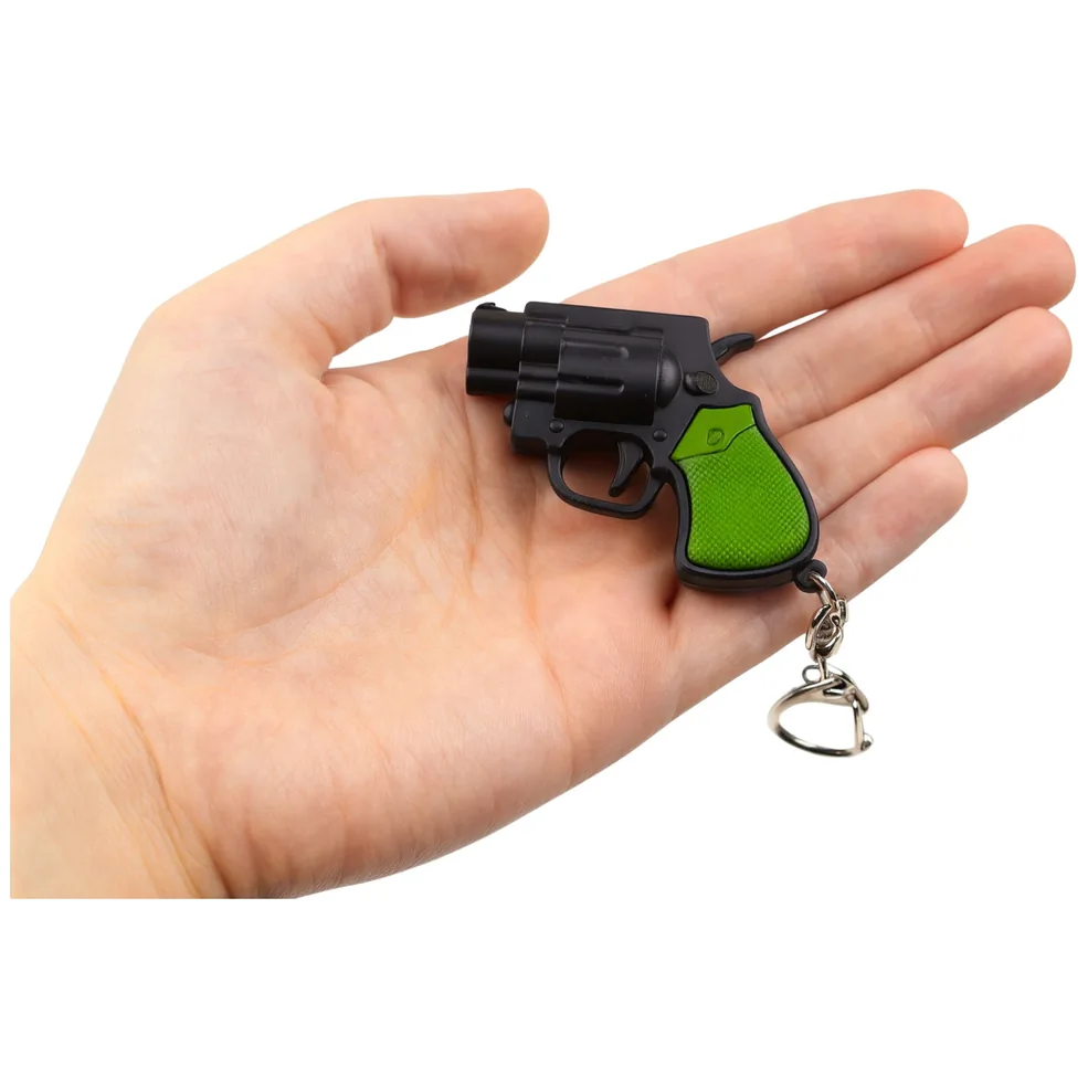 Mini Pistolet Rewolwer Brelok Gadżet Światło LED Laser 6,5 cm - obrazek 4