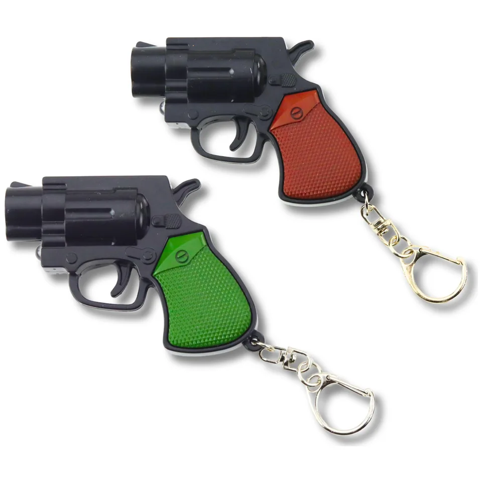 Mini Pistolet Rewolwer Brelok Gadżet Światło LED Laser 6,5 cm - obrazek 5