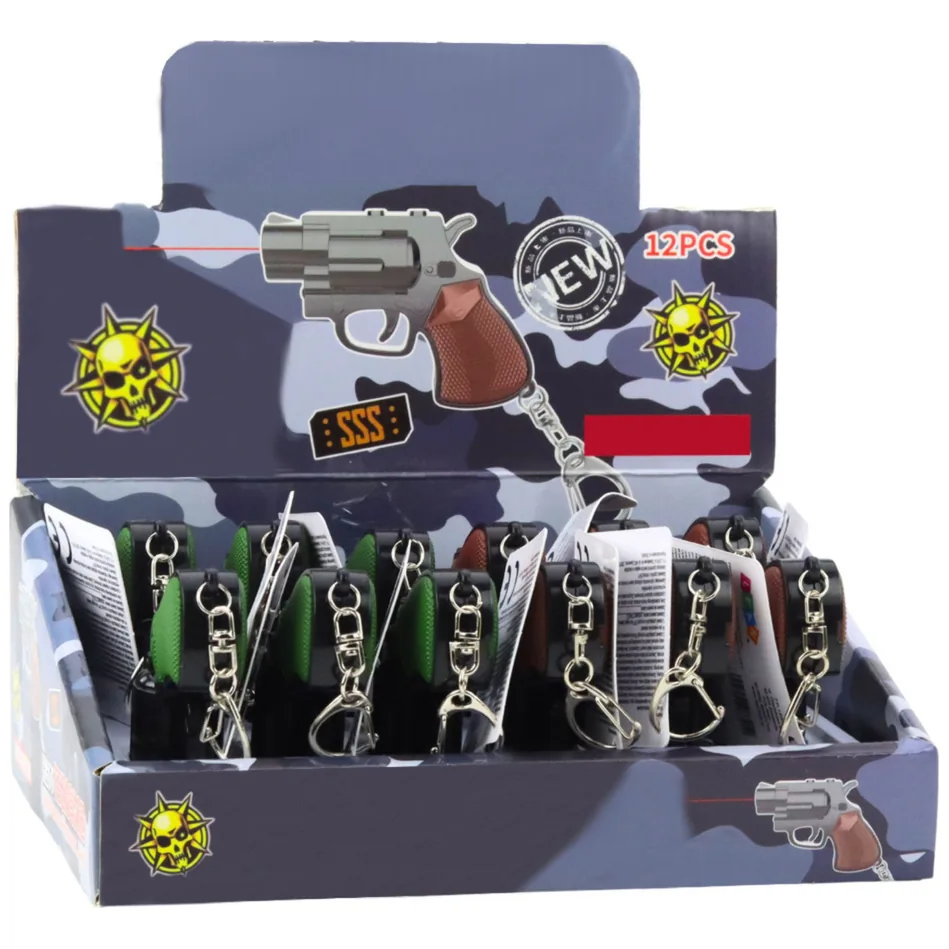 Mini Pistolet Rewolwer Brelok Gadżet Światło LED Laser 6,5 cm - obrazek 7