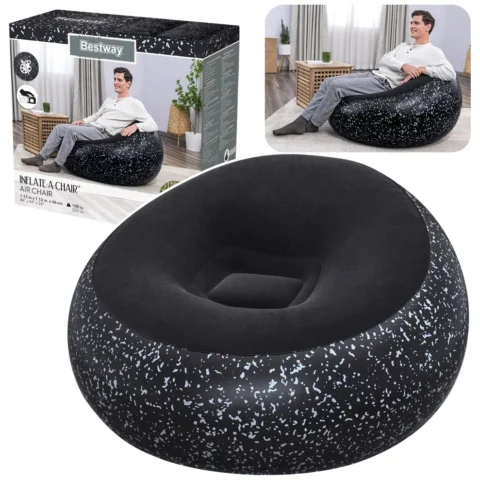 Fotel Dmuchany Siedzisko Czarny Inflate A Chair Bestway 75153