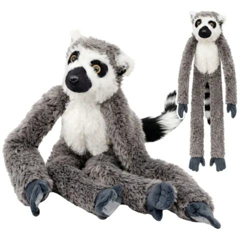 Pluszowa Maskotka Przytulanka Lemur Z Rzepami Do Zawieszenia Szary 35cm