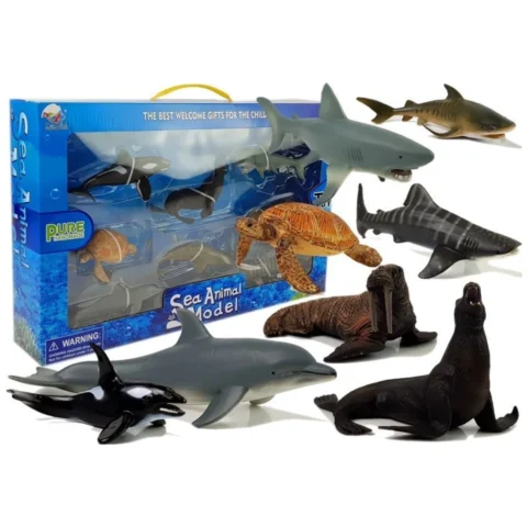 Figurki Edukacyjne Morskie Zwierzęta 8 Elementów Rekiny Foka Delfin Mors Żółw