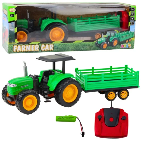 Traktor Farmerski Z Przyczepą Zdalnie Sterowany RC Zielony