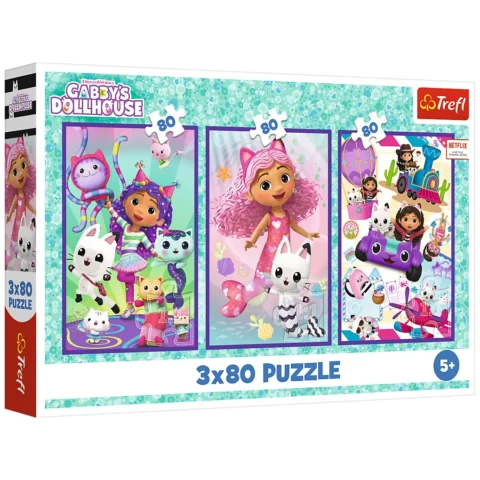 Puzzle - 3x80 - Kolorowe dni Gabby - Koci Domek Gabi - Trefl 34882