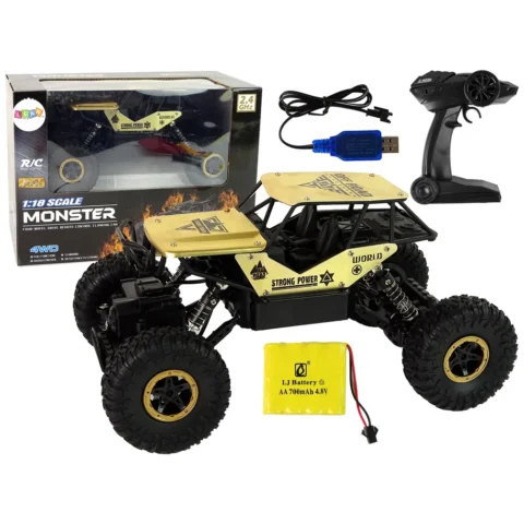 Auto RC Wysokie Koła 1:18 Plastikowe Czarne Złote