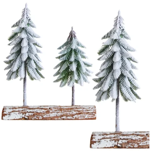 Dekoracja Kompozycja Świąteczna Choinki Na Pniu Pokryte Śniegiem 34 x 28 cm