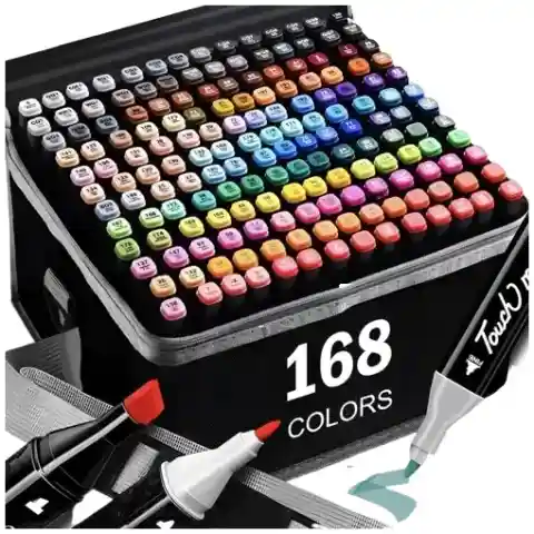 Markery alkoholowe DWUSTRONNE pisaki flamastry duży zestaw 168 szt + TORBA