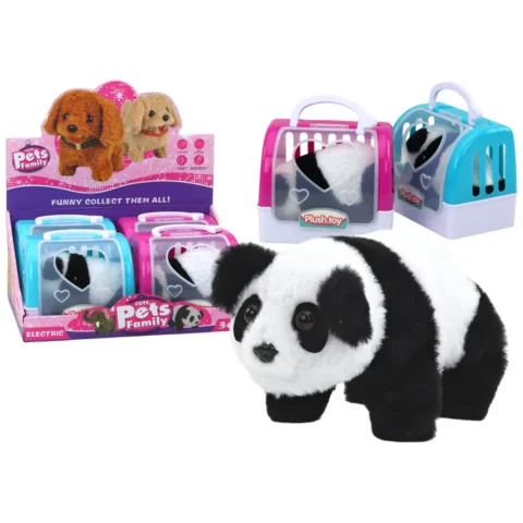 Panda Interaktywna Pluszowa W Transporterze Różowy Niebieski