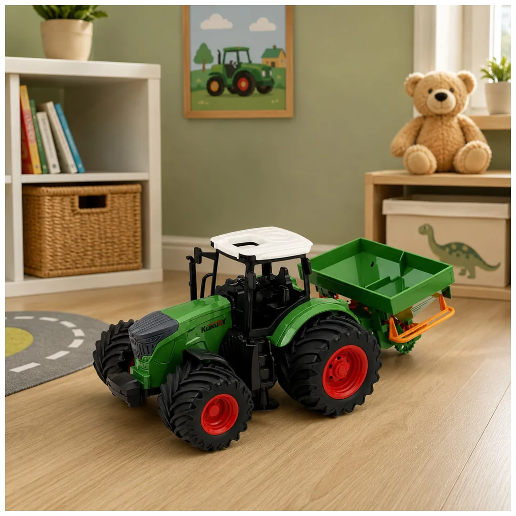 Traktor Rolniczy Farmerski z Siewnikiem Gumowe Koła Maszyna Rolnicza 1:24 - obrazek 4