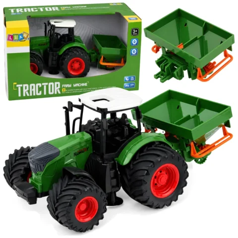 Traktor Rolniczy Farmerski z Siewnikiem Gumowe Koła Maszyna Rolnicza 1:24