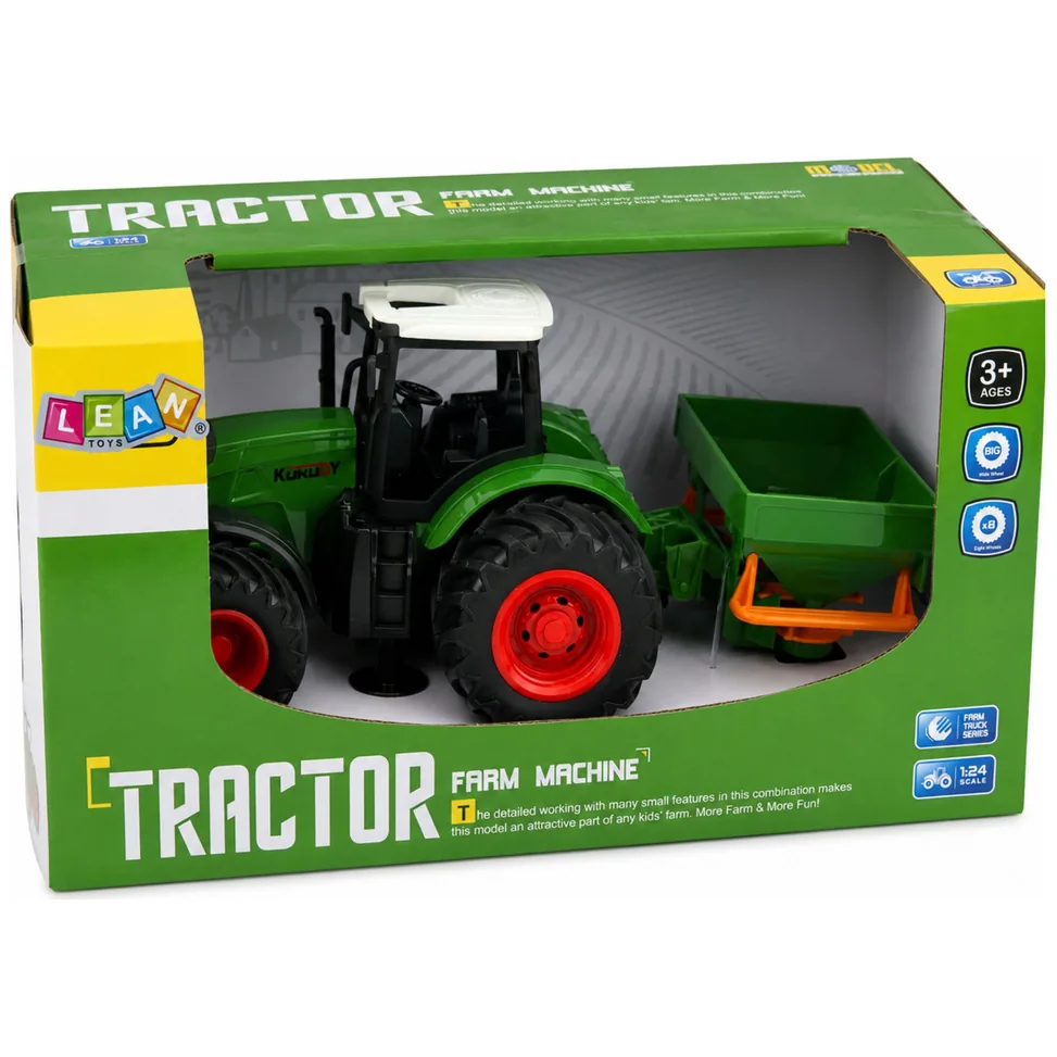 Traktor Rolniczy Farmerski z Siewnikiem Gumowe Koła Maszyna Rolnicza 1:24 - obrazek 6