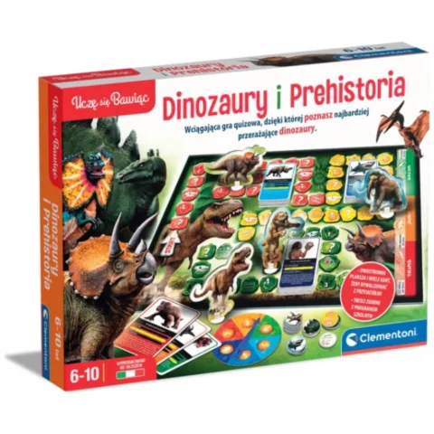 Gra planszowa Quiz Dinozaury i Prehistoria Epoka Lodowcowa Uczę się Bawiąc Język Polski Clementoni 50804