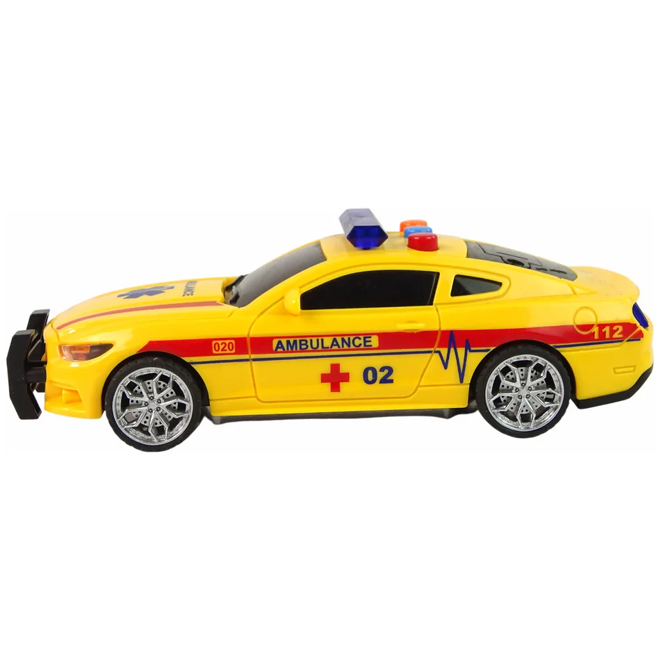 Sportowe Auto Ambulans Światła Dźwięk Żółty Napęd - obrazek 2